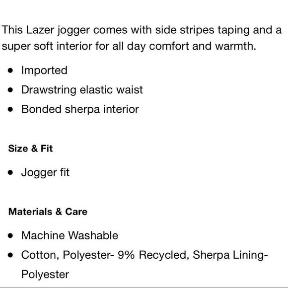 LAZER Men's Bonded Sherpa Side Stripe Joggers 2XL - Picture 6 of 16